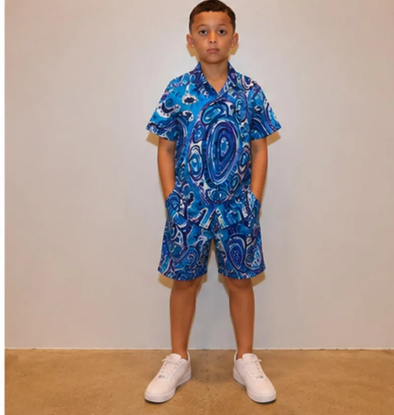 Blue Water Dreaming Shirt — the second blue colourway, full length