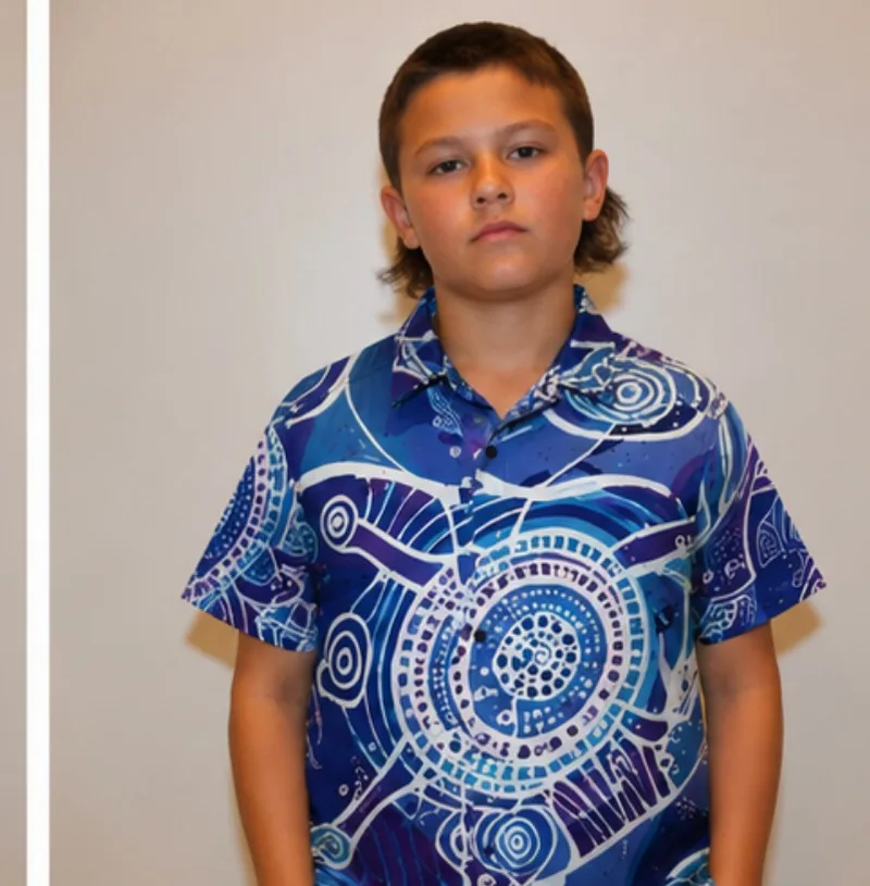 Blue Water Dreaming Shirt — print detail across the front