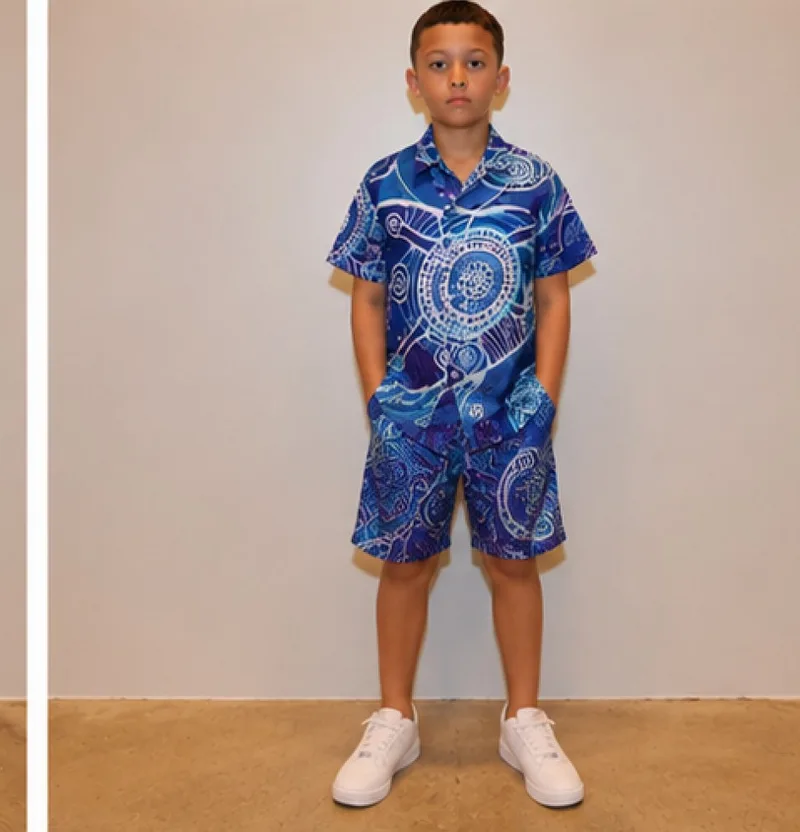 Blue Water Dreaming Shirt — the set, standing