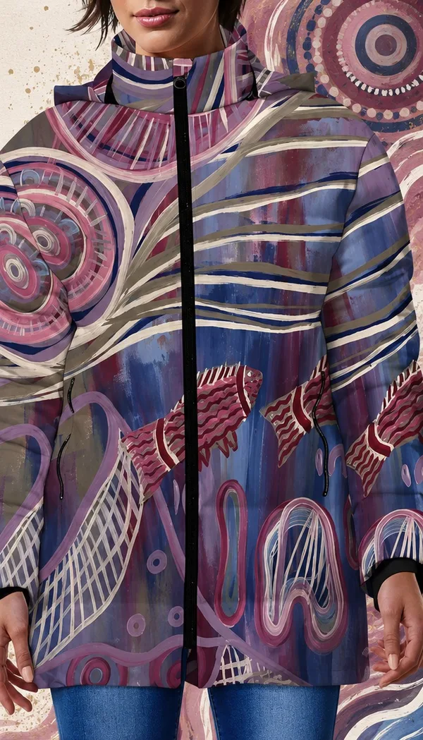 Fish Jacket, Flow of the Catch — the hooded jacket in the fish print