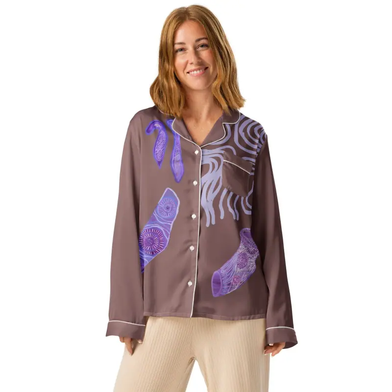 Women’s Long Sleeve Pajama Top — Midnight Dreaming (view 3)