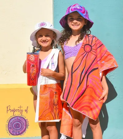 Swim campaign — kids wrapped in Midnight Dreaming towels