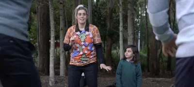 Renae Lamb running an outdoor session with kids