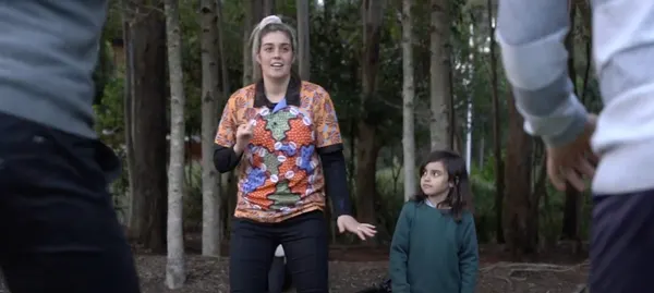Renae Lamb running an outdoor session with kids
