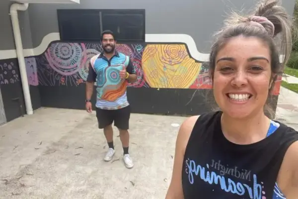 A community mural designed with Renae Lamb
