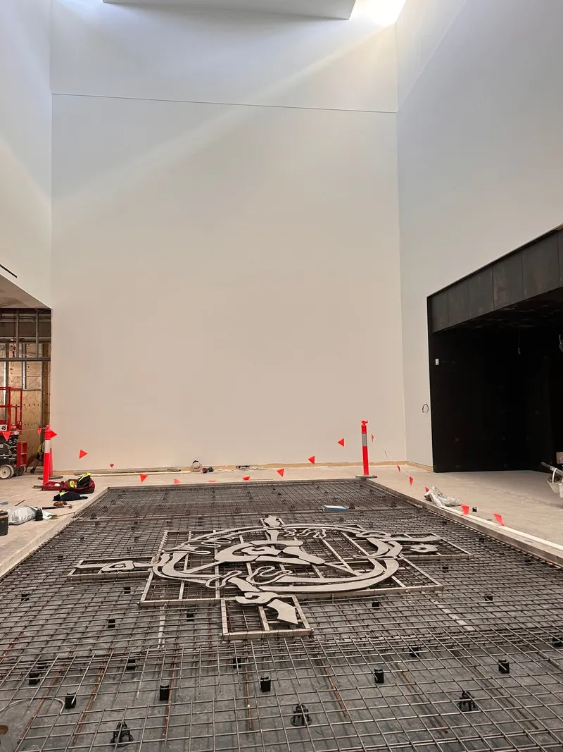 Renae Lamb’s public artwork on the fabrication floor, second angle