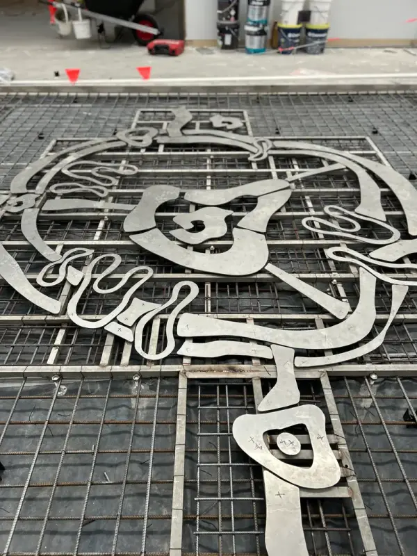 A public artwork by Renae Lamb in steel, during fabrication