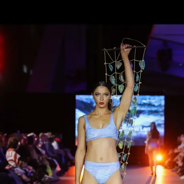 Runway — Midnight Dreaming swim against the film backdrop