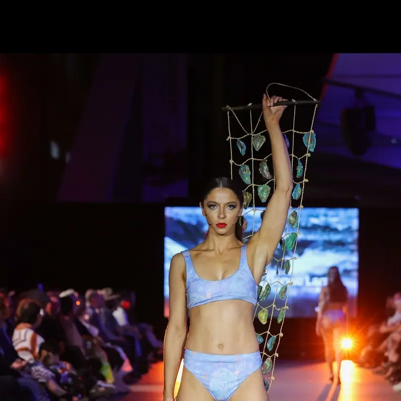 Runway — Midnight Dreaming swim against the film backdrop