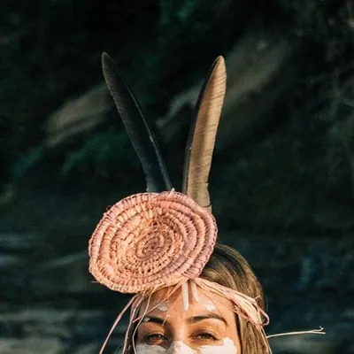 Woven headpiece by Renae Lamb, worn for dance