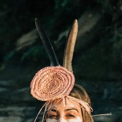 Woven headpiece by Renae Lamb, worn for dance