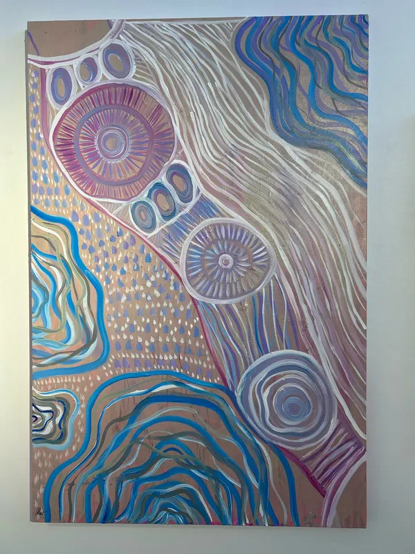 Painting by Renae Lamb — waterways in blue and lilac