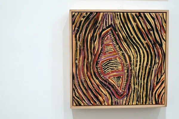 Framed painting by Renae Lamb — gold and black