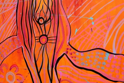 Painting by Renae Lamb, in detail — the orange series