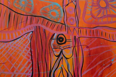 Painting by Renae Lamb, in detail — the orange series, second frame