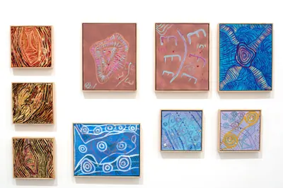 Painting by Renae Lamb — river lines in earth tones