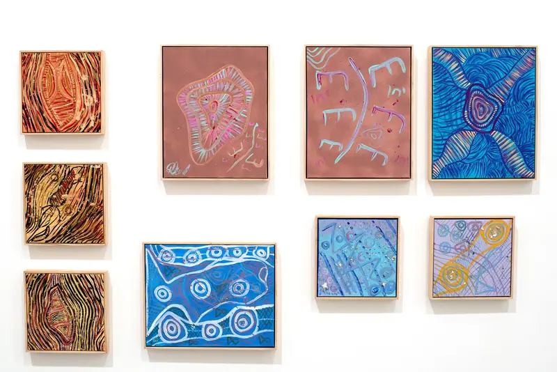Painting by Renae Lamb — river lines in earth tones